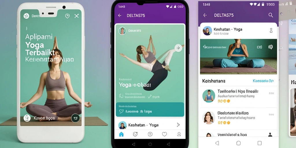 Screenshot antarmuka DELTA575 menunjukkan sesi yoga yang interaktif dan menyenangkan.