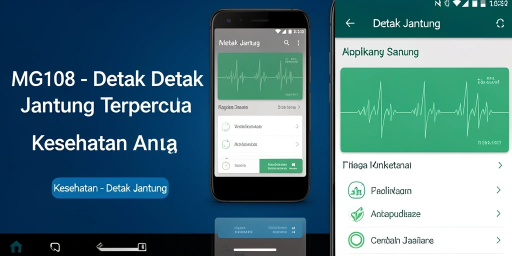 Tampilan antarmuka aplikasi MG108 yang menunjukkan fungsi detak jantung.