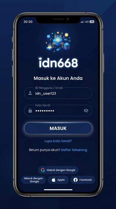 Tampilan halaman login idn668